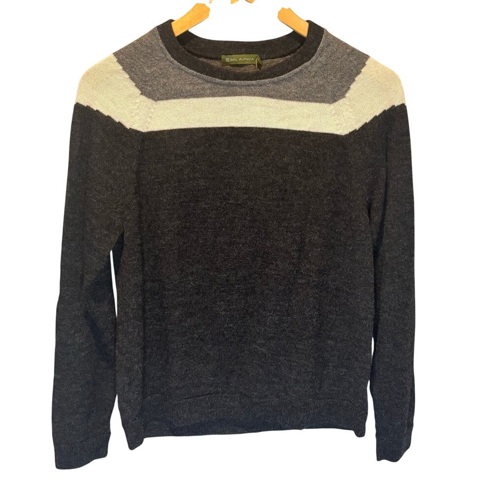 Sol Alpaca NWT Intarsia Yoked Pullover Sweater - size Medium